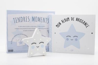 Tendres moments - Mon album de naissance. Avec une veilleuse en bois en forme d'étoile et 8 LED