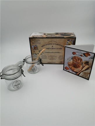 Coffret Mes pâtes à tartiner & autres douceurs. Le livre de 20 recettes avec 2 bocaux de 300 ml herm