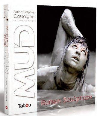 Mud human Sculpture. Woman Performance Photography in Mud