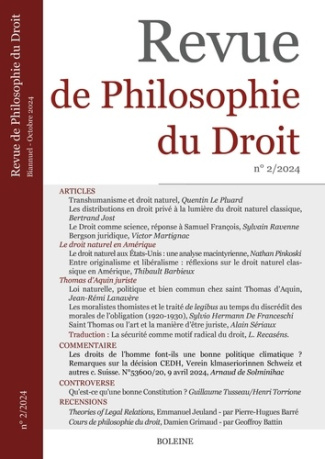 Revue de Philosophie du Droit N° 2, octobre 2024