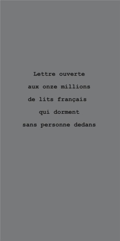Lettre ouverte aux onze millions de lits français qui dorment sans personne dedans