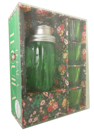 Le bar à tequila. Avec 1 shaker à cocktail, 4 verres cactus