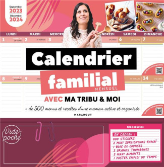 Calendrier familial avec ma tribu & moi. Septembre 2023-décembre 2024 - Avec 2 surligneurs kawaii, E