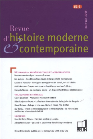 Revue d'histoire moderne et contemporaine/522/Montagnes : représentations et appropriations