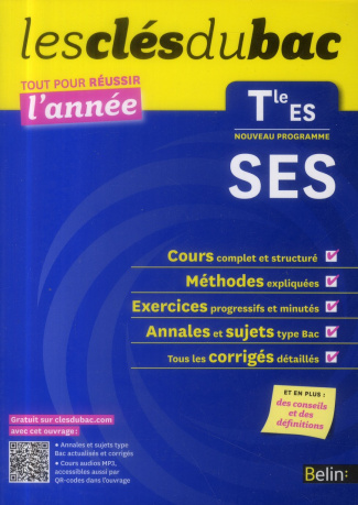 Clés du Bac -SES Tle ES - Réussir l'année