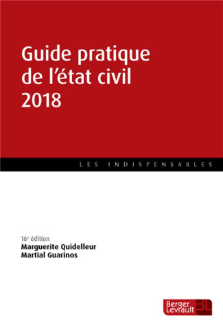 Guide pratique de l'état civil. Edition 2018