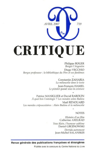 Critique N° 719 avril 2007