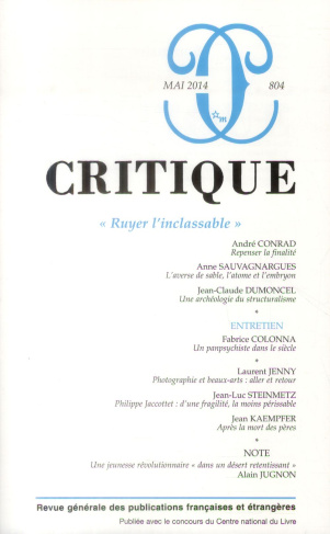 Critique N° 804, Mai 2014 : "Ruyer l'inclassable"