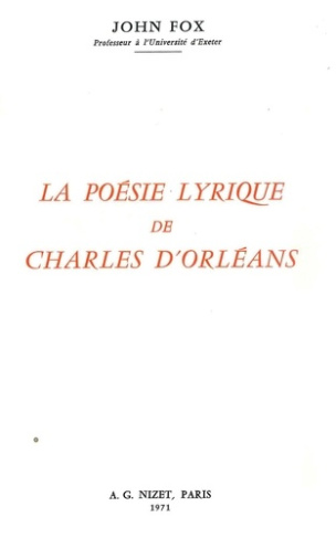 La poésie lyrique de Charles d'Orléans