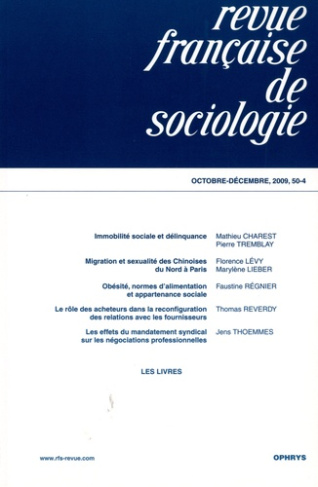Revue française de sociologie N° 50-4, Octobre-décembre 2009