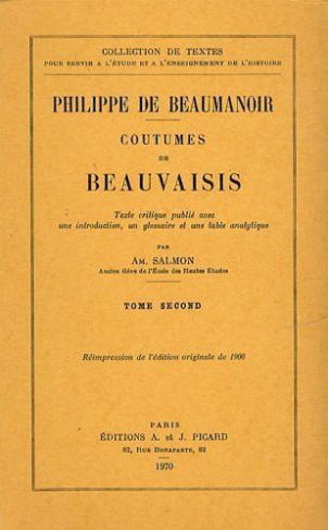 Coutumes de Beauvaisis. Tome 2
