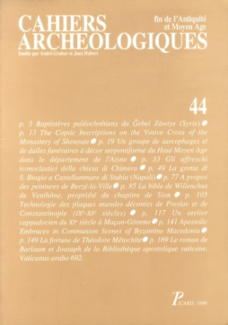 Cahiers archéologiques N° 44/1996