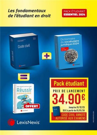 Les fondamentaux de l'étudiant en droit. Pack étudiant essentiel : Code Civil 2024 ; Dictionnaire du
