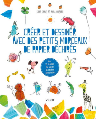 Créer et dessiner avec des petits morceaux de papier déchirés. Avec 16 feuilles de papier de couleur