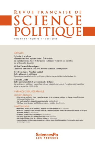 Revue française de science politique Volume 68 N° 4, août 2018