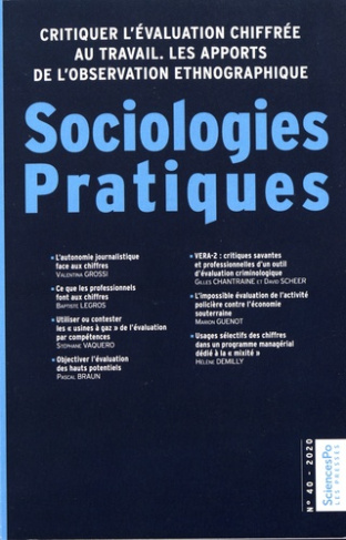 Sociologies Pratiques N° 40/2020 : Critiquer l'évaluation chiffrée au travail. Les apports de l'obse