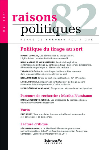Raisons politiques N° 82, mai 2021 : Politique du tirage au sort