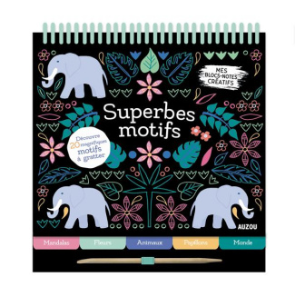 Superbes motifs. 20 magnifiques motifs à gratter ! avec un stylet en bois inclus