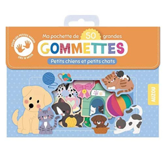 MA POCHETTE DE 50 GRANDES GOMMETTES - PETITS CHIENS ET PETITS CHATS