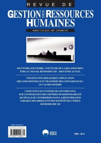 Revue de Gestion des Ressources Humaines N° 113, juillet-août-septembre : Violence psychologique, im