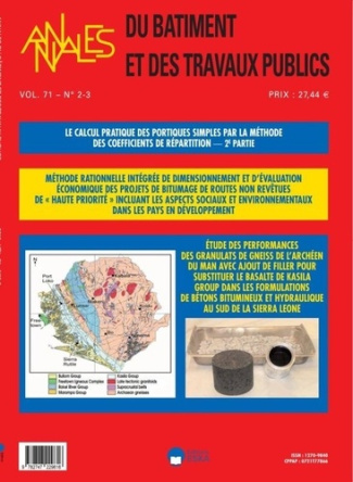 Annales du bâtiment et des travaux publics Volume 71 N° 2-3 : Le calcul pratique des portiques simpl