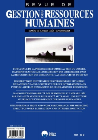 Gestion des ressources humaines n°133. Manager l'employabilité des personnels vulnérabilisés