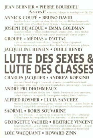 Agone N° 28, 2003 : Lutte des sexes et lutte des classes