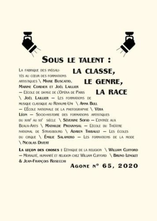 Agone N° 65, 2020 : Sous le talent : la classe, le genre, la race