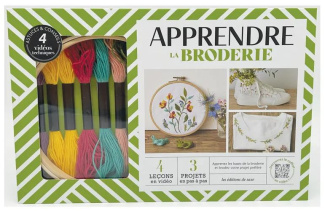 Coffret Apprendre la broderie. Apprenez les bases de la broderie et brodez votre projet préféré