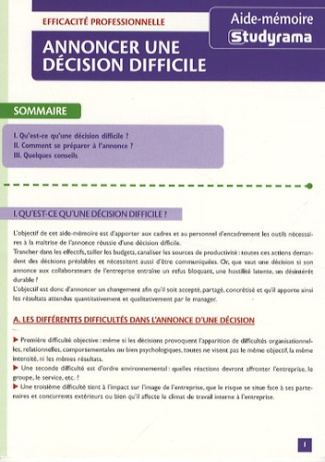 Annoncer une décision difficile