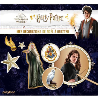 Harry Potter Mes décorations de Noël à gratter. Avec 4 cartes de voeux et 1 bâtonnet en bois