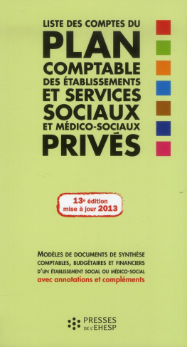 Liste des comptes du plan comptable des établissements et services sociaux et médico-sociaux privés.