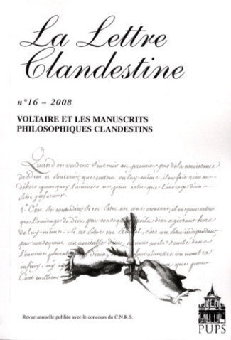 La Lettre Clandestine N° 16/2008 : Voltaire et les manuscrits philosophiques clandestins
