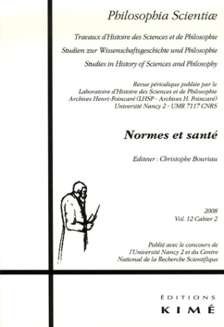 Philosophia Scientiae Volume 12 N° 2/2008 : Normes et santé