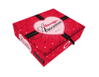Coffret Massages Amoureux. Avec un livre d'initiation, une huile de massage, un bandeau sensuel