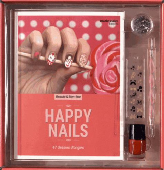 Happy Nails. Coffret livre   vernis   Dotting tool   glitters   stickers