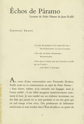 Echos de Paramo. Lecture de Pedro Paramo de Juan Rulfo