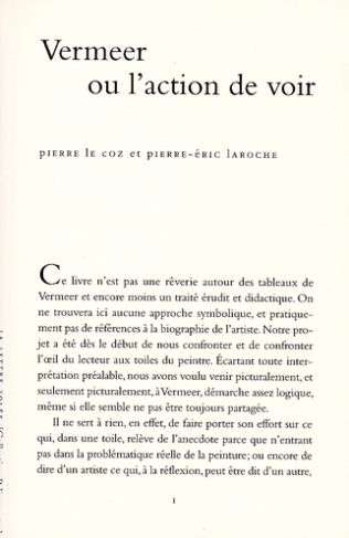 Vermeer ou l'action de voir
