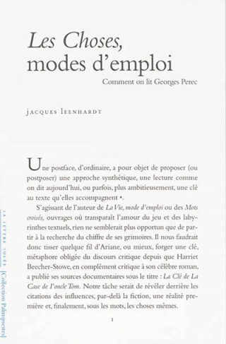 Les Choses, modes d'emploi. Comment on lit Georges Perec