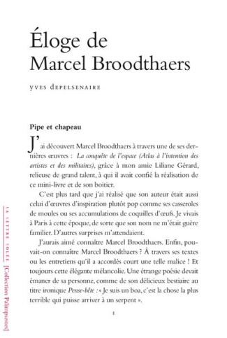 Eloge de Marcel Broodthaers