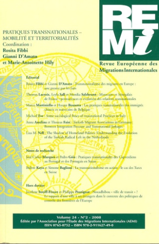 Revue européenne des migrations internationales Volume 24 N° 2/2008 : Pratiques transnationales - mo