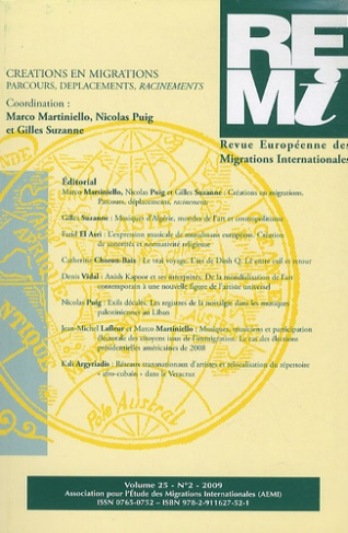 Revue européenne des migrations internationales Volume 25, n° 2, 2009 : Création et migration