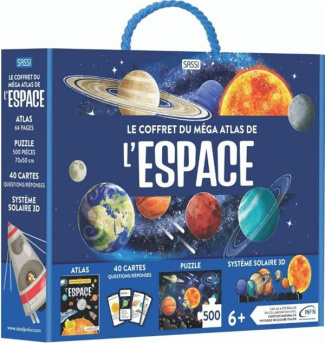 Le coffret du méga atlas de l'espace. Avec 1puzzle, 40 cartes et un système solaire 3D
