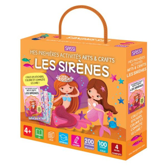Les Sirènes. Coffret avec 1 stylo spécial décalquage, 4 décors à compléter, 100 stickers et 200 déca