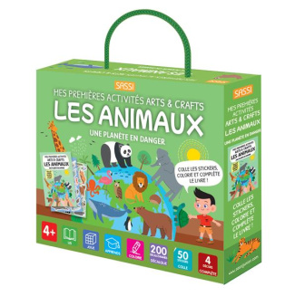 Les animaux, une planète en danger. Coffret avec 1 stylo spécial décalquage, 4 décors à compléter, 5