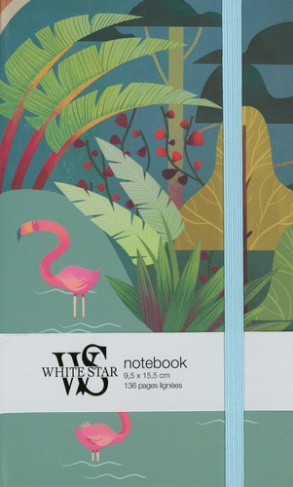 Notebook Paysage tropical et flamants roses. Avec pages lignées