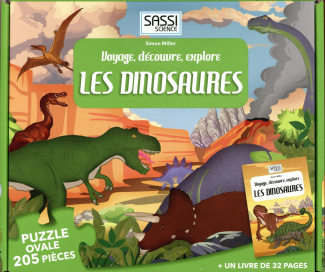 Voyage, découvre, explore Les dinosaures. Un livre de 32 pages et 205 pièces de puzzle
