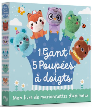 Mon livre de marionnettes d'animaux. 1 Gant 5 Poupées à doigts