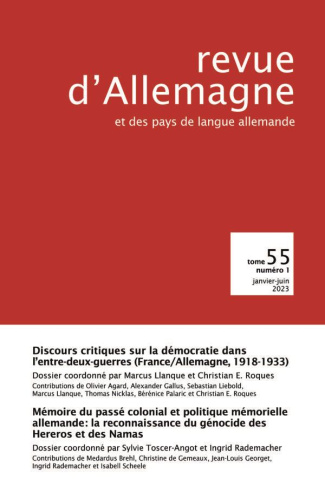 REVUE D'ALLEMAGNE ET DES PAYS DE LANGUE ALLEMANDE - DISCOURS CRITIQUE SUR LA DEMOCRATIE DANS L'ENTRE