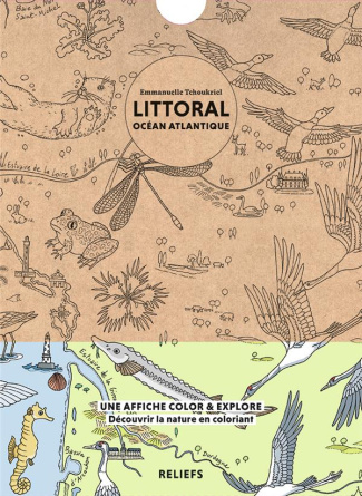 Littoral océan Atlantique. Affiche à colorier, Edition bilingue français-anglais